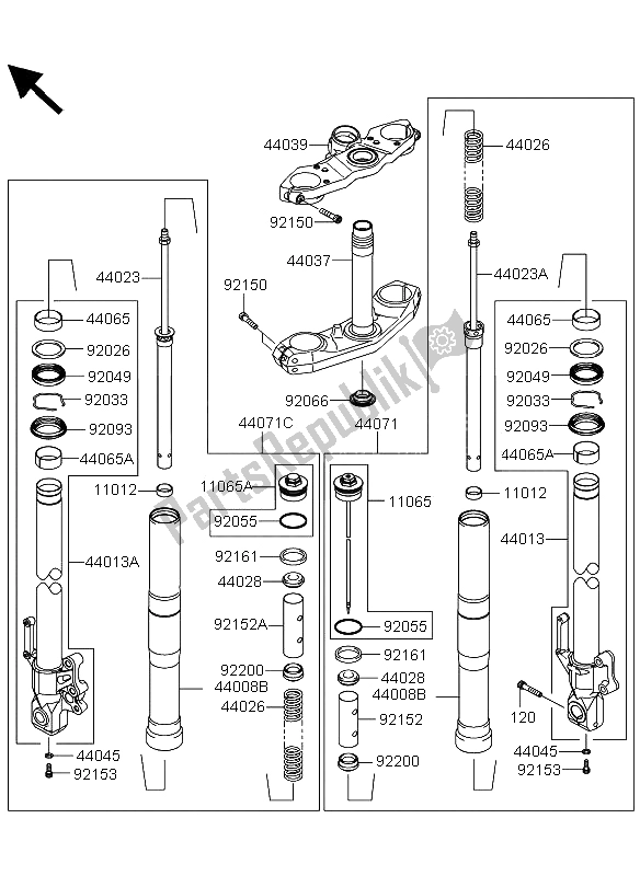 Todas as partes de Garfo Dianteiro do Kawasaki Versys ABS 650 2013