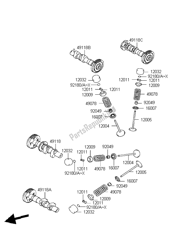 Wszystkie części do Zawór I Wa? Ek Rozrz? Du Kawasaki KLV 1000 2004