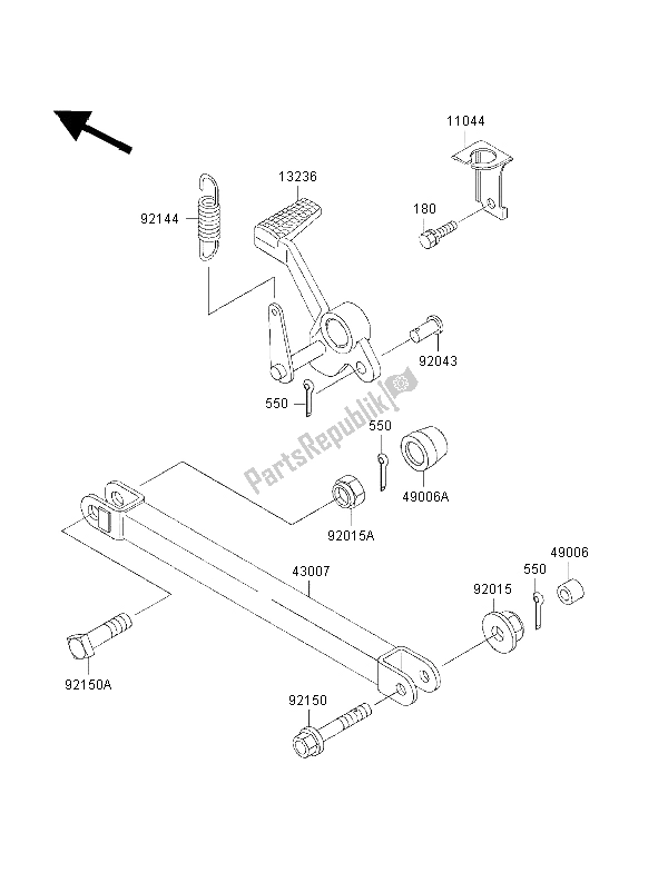 All parts for the Brake Pedal of the Kawasaki ZRX 1100 1998