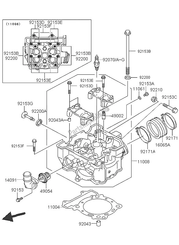 Tutte le parti per il Testata del Kawasaki KFX 400 2005