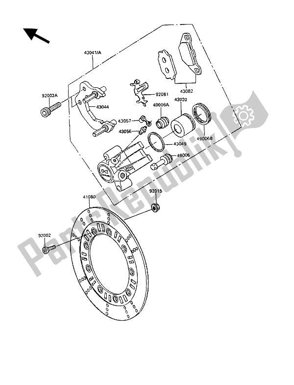 Tutte le parti per il Pinza Anteriore del Kawasaki KLR 250 1990