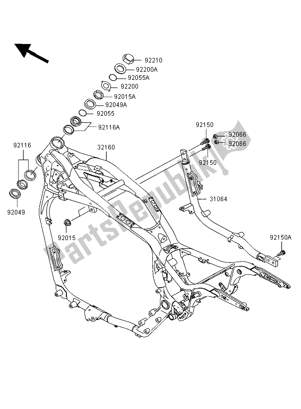 Toutes les pièces pour le Cadre du Kawasaki VN 1500 Mean Streak 2002