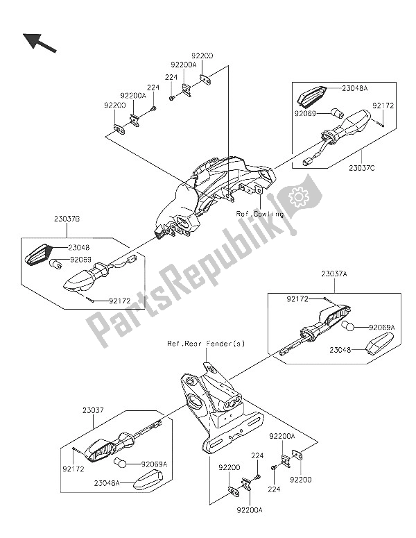 All parts for the Turn Signals of the Kawasaki Z 250 SL ABS 2016