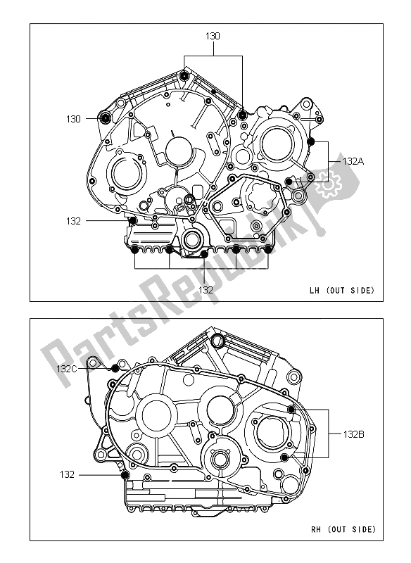 All parts for the Crankcase Bolt Pattern of the Kawasaki VN 900 Custom 2012