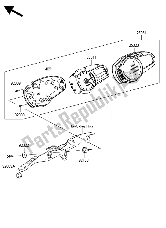 All parts for the Meter of the Kawasaki Ninja ZX 6R 600 2007