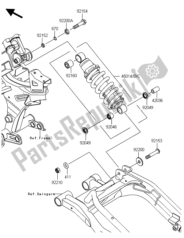 All parts for the Suspension & Shock Absorber of the Kawasaki ER 6N ABS 650 2014