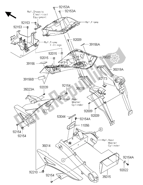 All parts for the Rear Fender(s) of the Kawasaki Z 1000 SX ABS 2015