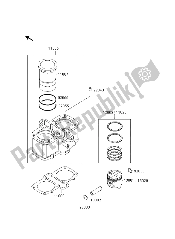 Toutes les pièces pour le Cylindre Et Pistons du Kawasaki EN 500 1995