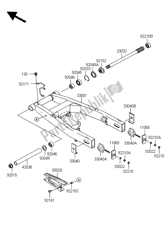 Toutes les pièces pour le Bras Oscillant du Kawasaki Z 750 ABS 2007