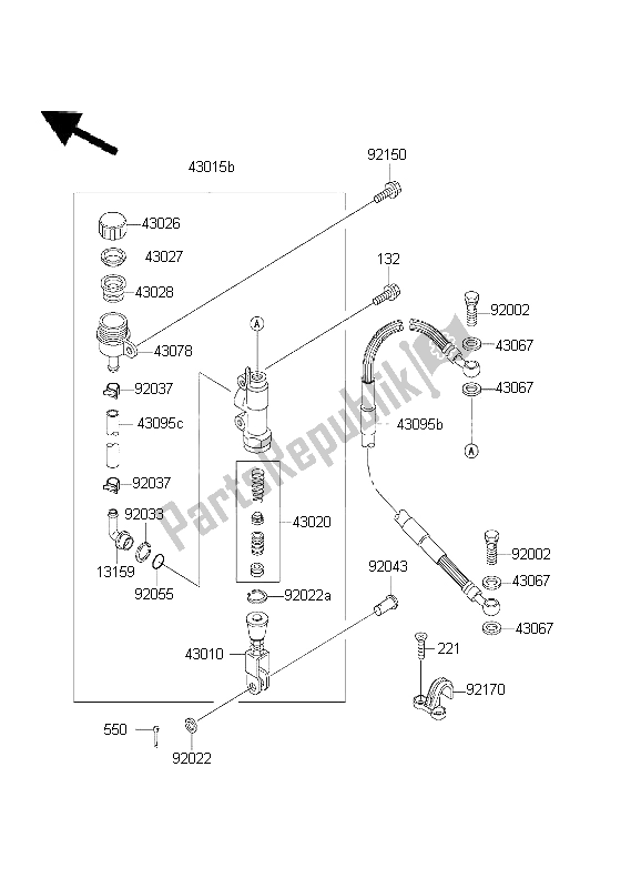 All parts for the Rear Master Cylinder of the Kawasaki KX 65 2003