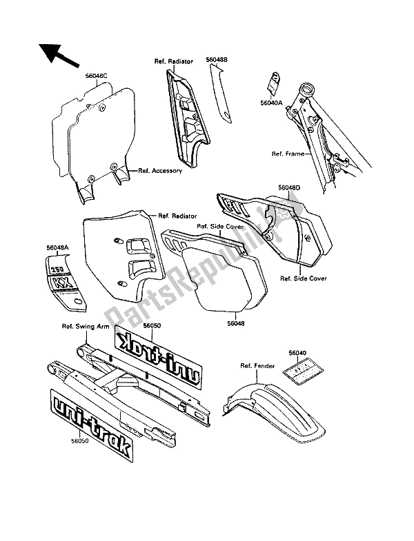 Toutes les pièces pour le Étiquettes du Kawasaki KX 250 1989