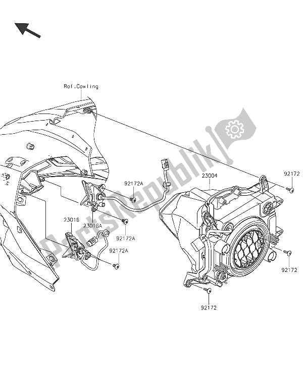 All parts for the Headlight(s) of the Kawasaki Ninja H2 1000 2016