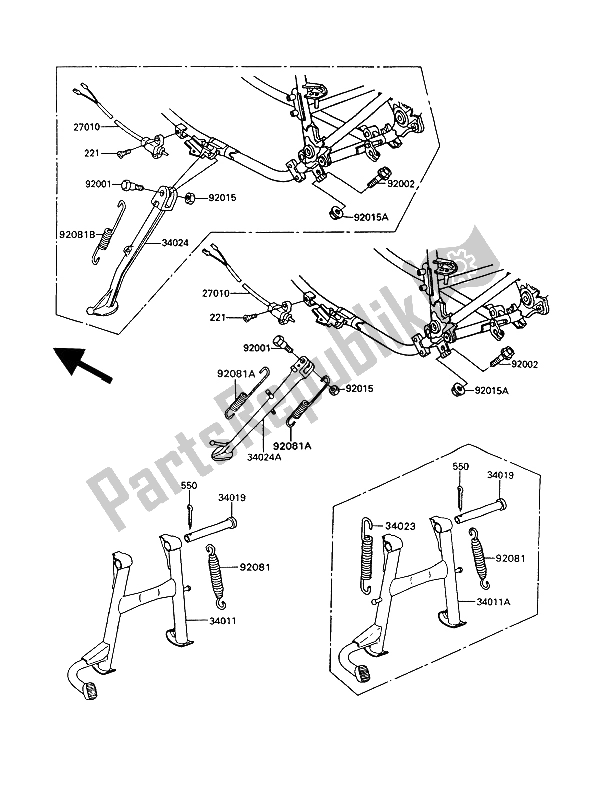 Toutes les pièces pour le Des Stands) du Kawasaki GT 550 1993