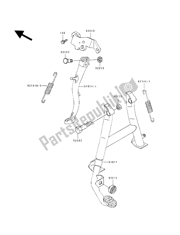 All parts for the Stand of the Kawasaki GPZ 500S 1993