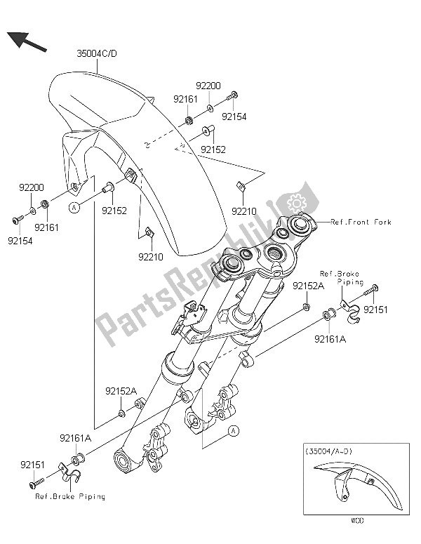 Toutes les pièces pour le Garde-boue Avant du Kawasaki ER 6N ABS 650 2016