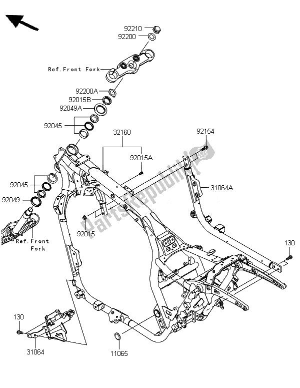 All parts for the Frame of the Kawasaki VN 1700 Voyager Custom ABS 2014