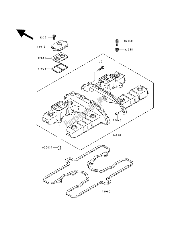 Tutte le parti per il Coperchio Della Testata del Kawasaki Zephyr 1100 1993