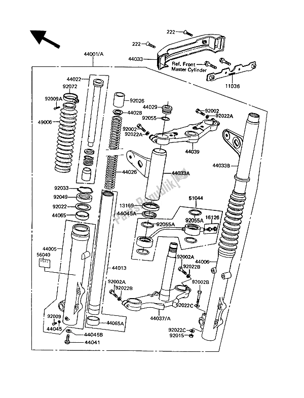 Toutes les pièces pour le Fourche Avant du Kawasaki GT 550 1994