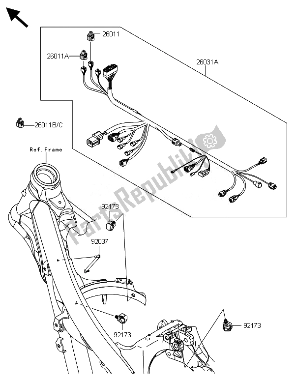 All parts for the Chassis Electrical Equipment of the Kawasaki KX 250F 2014