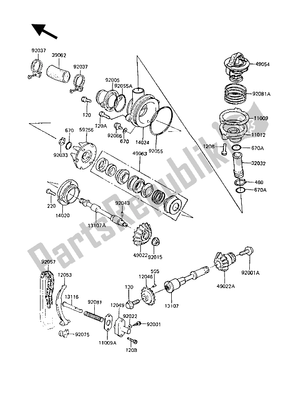 Toutes les pièces pour le Pompe à Eau du Kawasaki Z 1300 1987