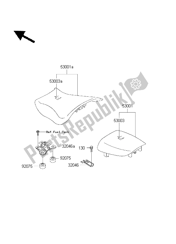 Todas as partes de Assento do Kawasaki Ninja ZX 6R 600 2001