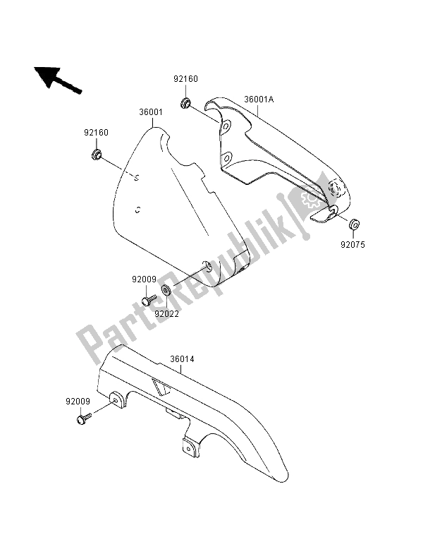 Tutte le parti per il Coperchio Laterale E Coperchio A Catena del Kawasaki EN 500 1997