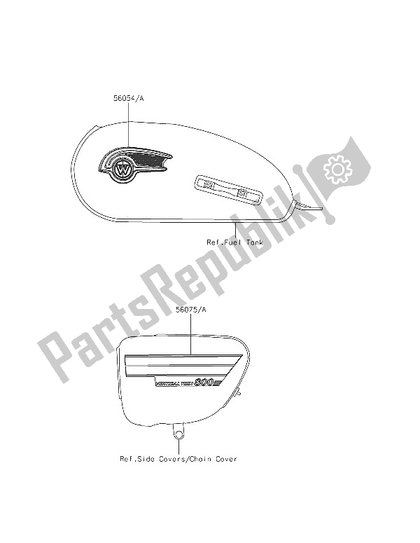 Tutte le parti per il Decalcomanie (ebano) del Kawasaki W 800 2016