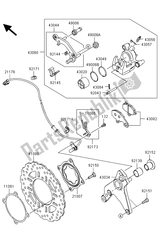 All parts for the Rear Brake of the Kawasaki Z 1000 SX ABS 2013