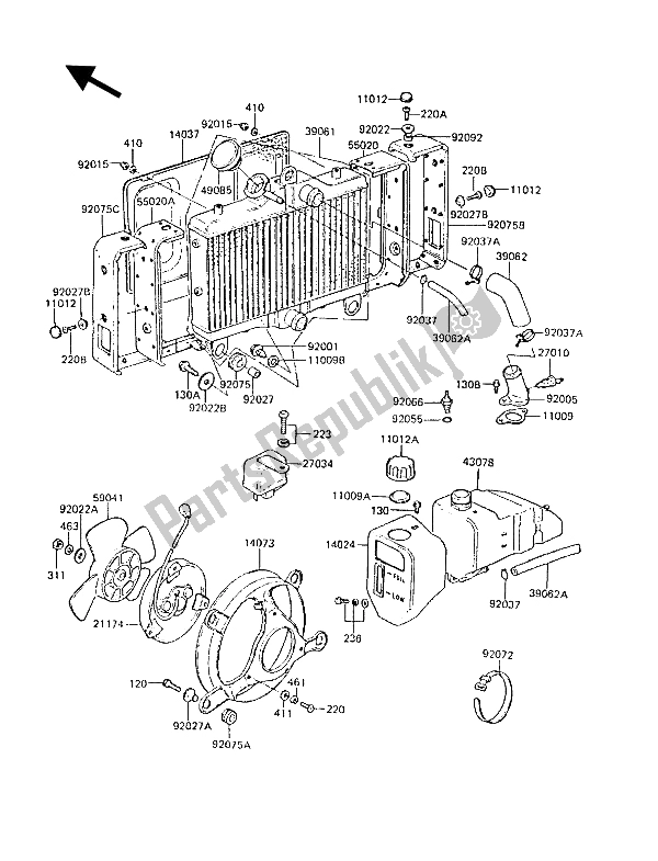 Tutte le parti per il Termosifone del Kawasaki Z 1300 1988