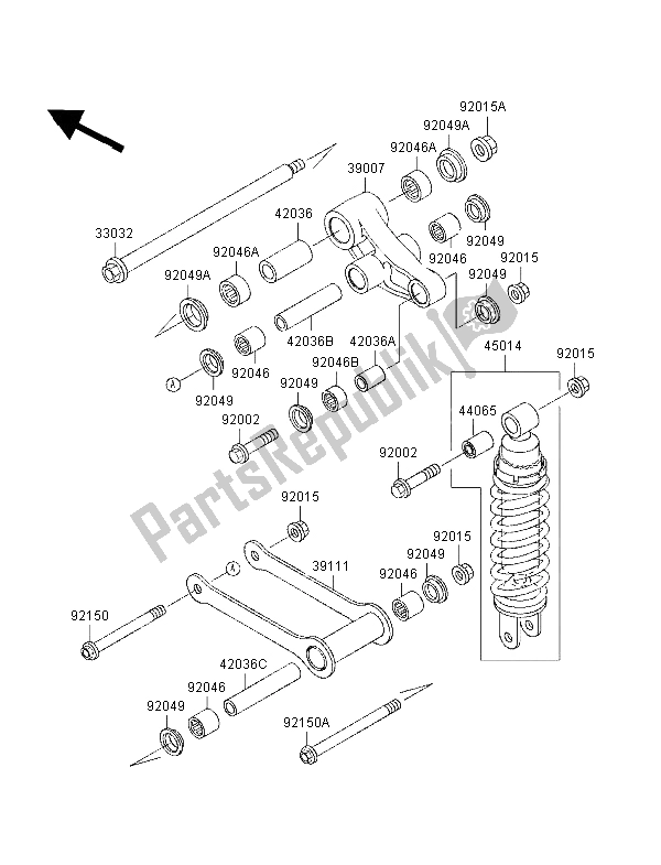 All parts for the Suspension & Shock Absorber of the Kawasaki VN 800 1998