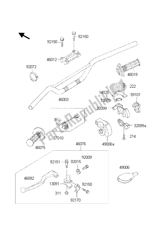 Tutte le parti per il Manubrio del Kawasaki KX 500 1998