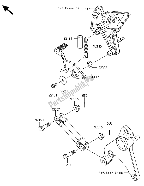 Tutte le parti per il Pedale Del Freno del Kawasaki Z 1000 ABS 2013