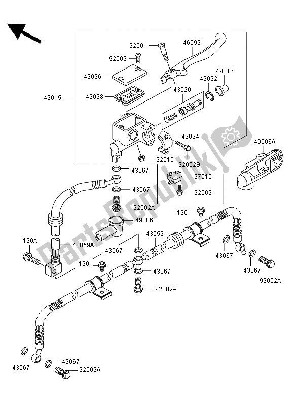 Tutte le parti per il Pompa Freno Anteriore del Kawasaki KLF 300 2002