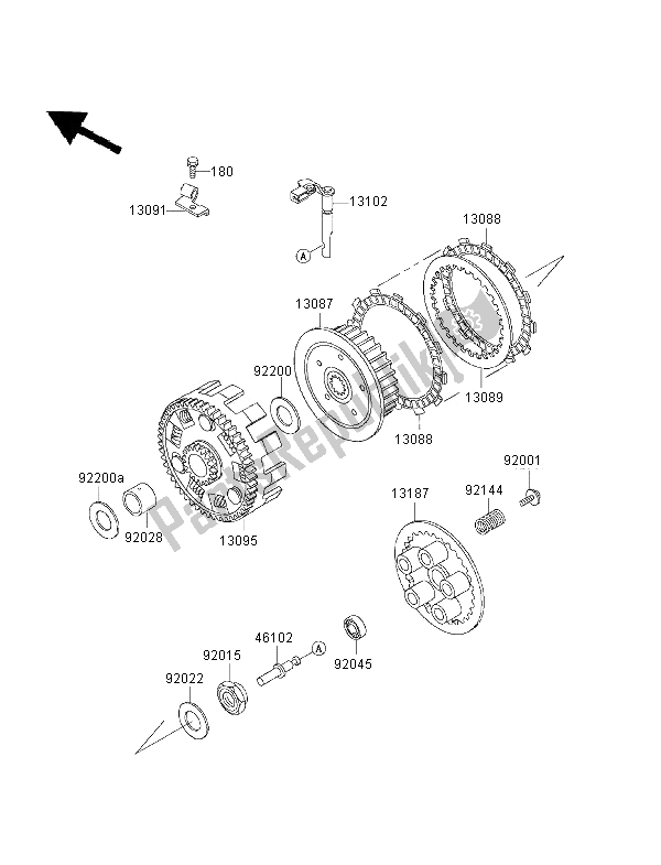 All parts for the Clutch of the Kawasaki KLX 650R 2001