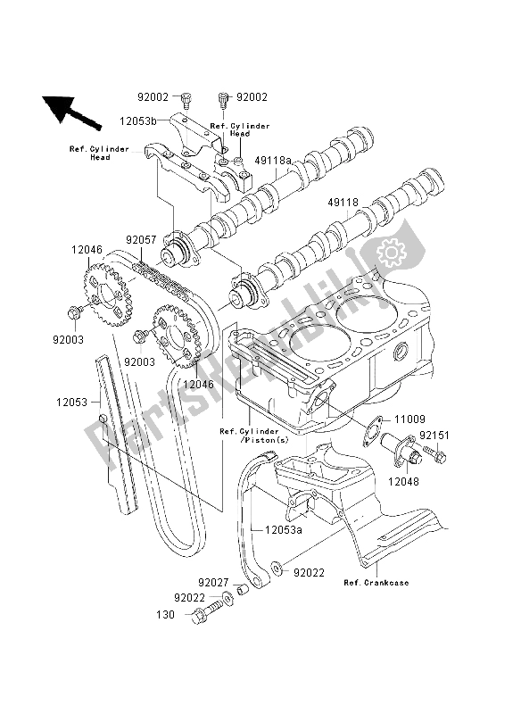 All parts for the Camshaft & Tensioner of the Kawasaki ZRX 1200 2003