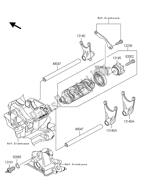 Toutes les pièces pour le Tambour De Changement De Vitesse Et Fourchette De Changement De Vitesse du Kawasaki Z 1000 ABS 2011