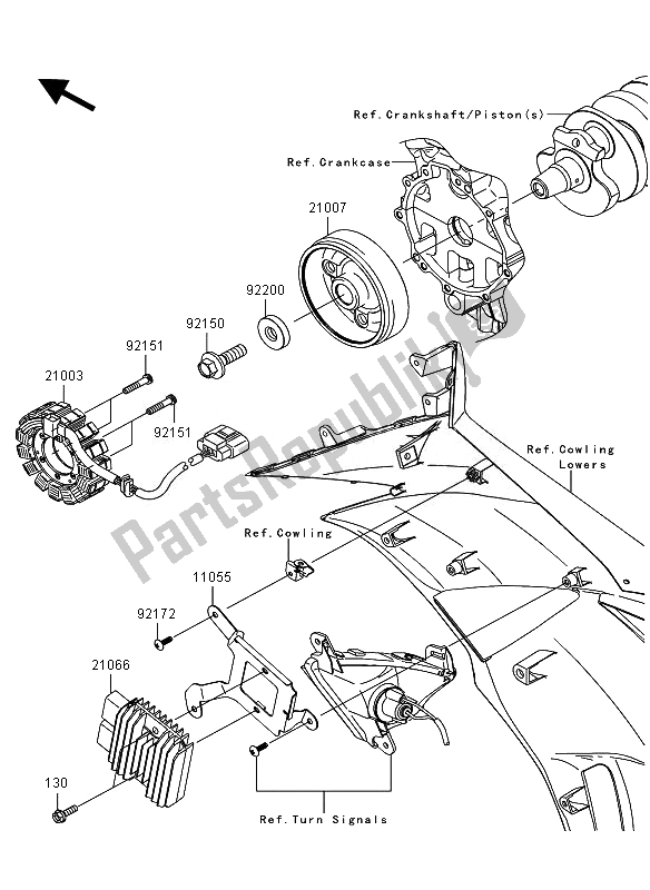 Tutte le parti per il Generatore del Kawasaki Ninja ZX 6R 600 2011