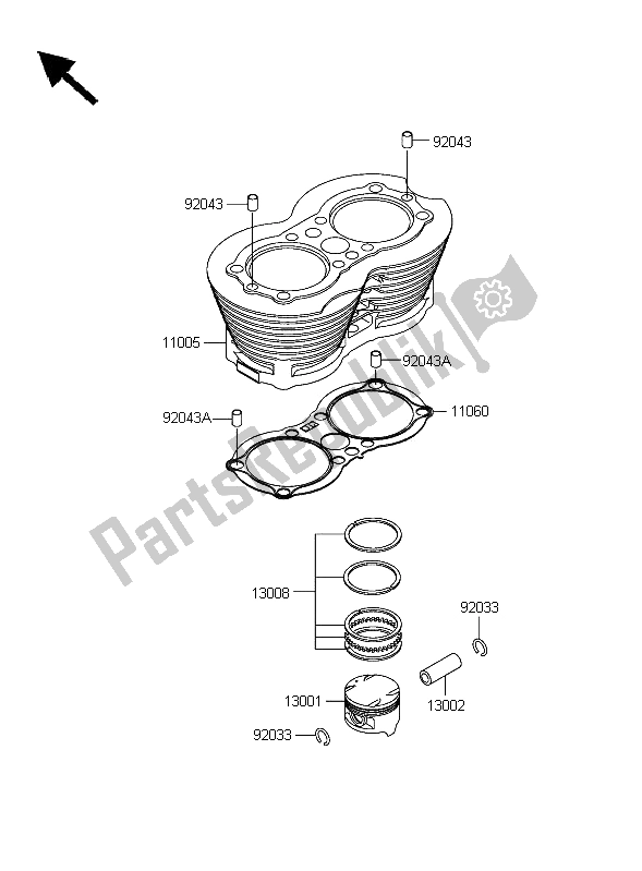 Todas as partes de Cilindro E Pistão do Kawasaki W 650 2006