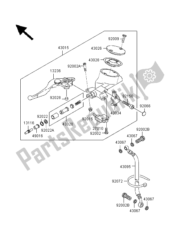 All parts for the Clutch Master Cylinder of the Kawasaki VN 1500 Classic Tourer 1998