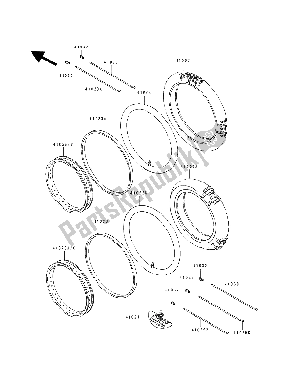 Tutte le parti per il Pneumatico del Kawasaki KX 60 1991