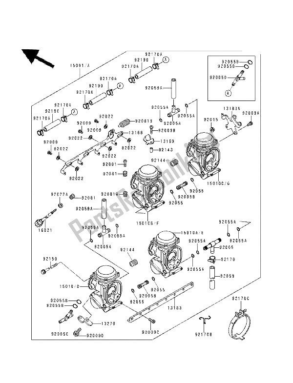 Todas las partes para Carburador de Kawasaki ZXR 400 1994