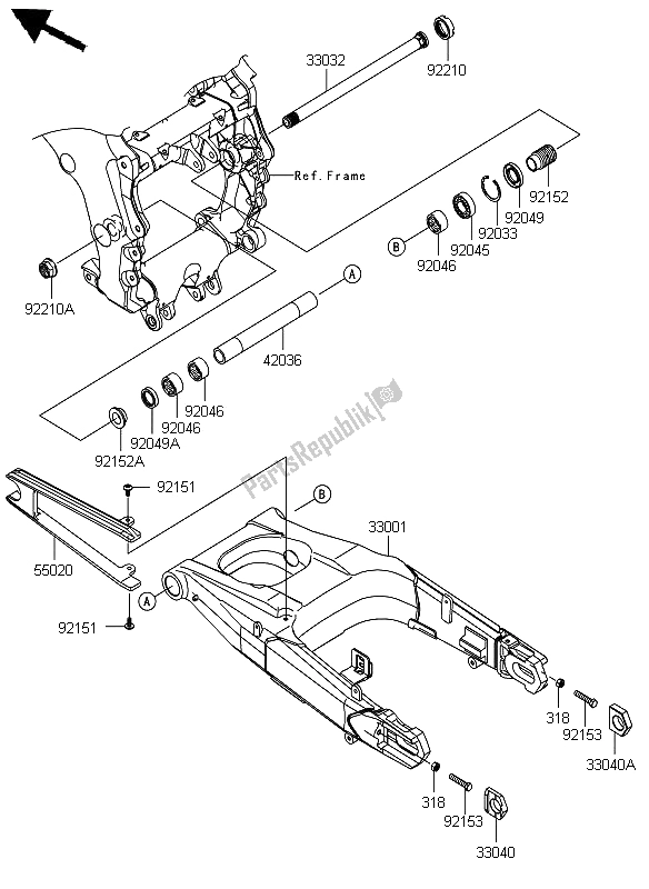 All parts for the Swingarm of the Kawasaki ZZR 1400 ABS 2012