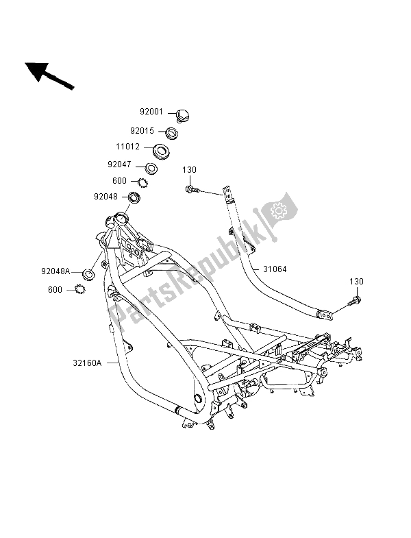 Tutte le parti per il Telaio del Kawasaki ER 500 1998