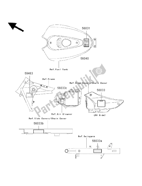 Toutes les pièces pour le Étiquettes du Kawasaki Eliminator 125 2002