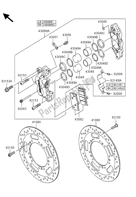 All parts for the Front Brake of the Kawasaki VN 1700 Voyager Custom ABS 2013