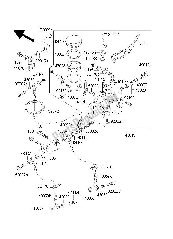 Toutes les pièces pour le Maître-cylindre Avant du Kawasaki Ninja ZX 7R 750 2001