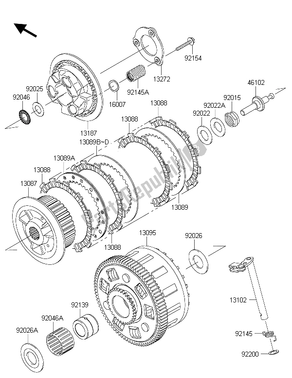 Alle onderdelen voor de Koppeling van de Kawasaki Versys 1000 2015