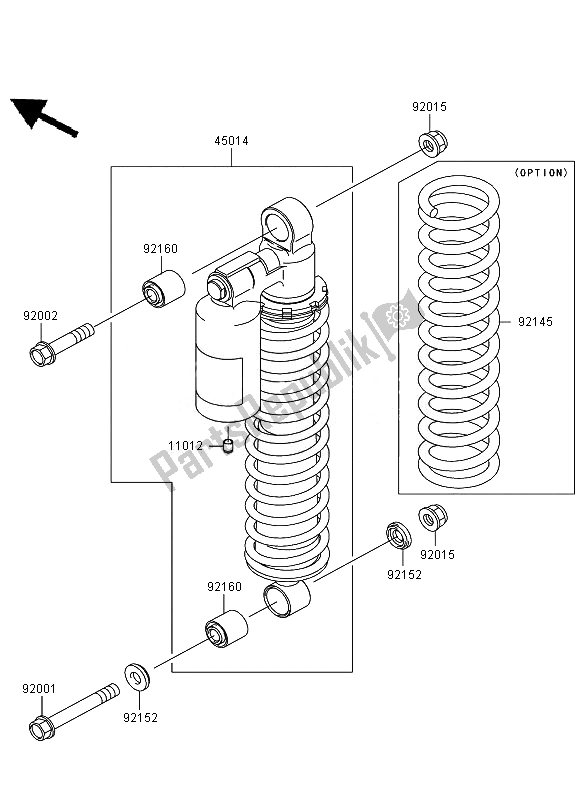 All parts for the Shock Absorber of the Kawasaki KVF 650 4X4 2007