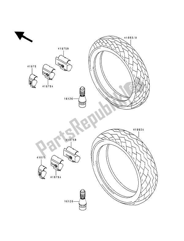 All parts for the Tires of the Kawasaki Zephyr 550 1991