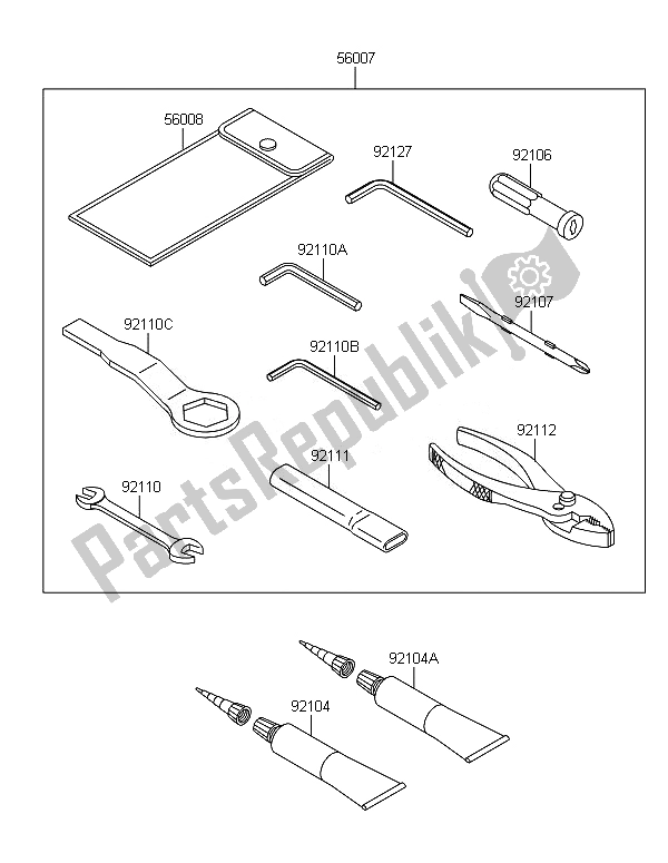 Alle onderdelen voor de Eigenaars Tools van de Kawasaki Ninja ZX 6R ABS 600 2014